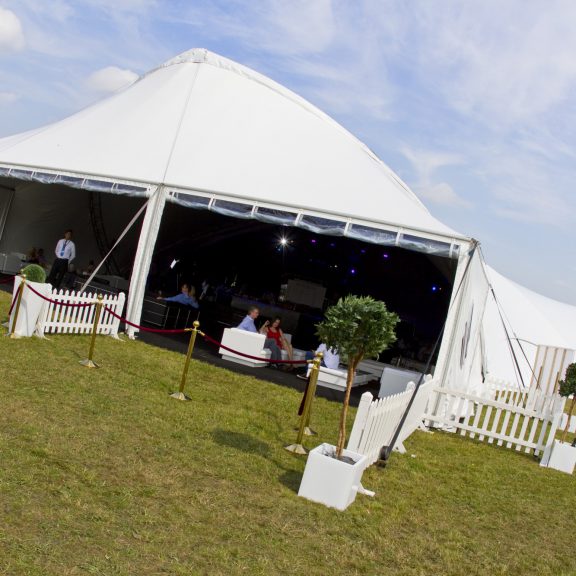 S5000 Trispan with portico end ideal for corporate event temporary structure
